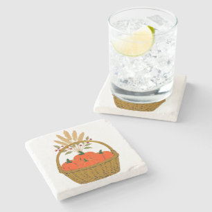 Pumpkin & Wheat Marble Coaster