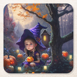 pumpkin/whimsical/Halloween/cartoon Square Paper Coaster