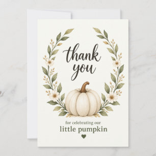 Pumpkin White Botanical Thank You Card