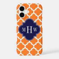 Pumpkin White Moroccan #5 Navy 3 Initial Monogram