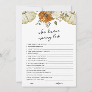 Pumpkin Who Knows Mummy Best Baby Shower Card