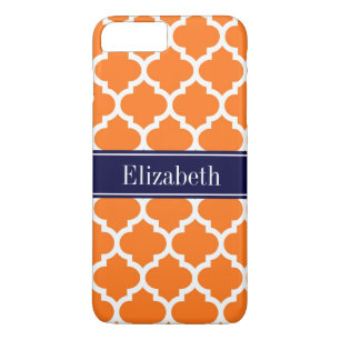 Pumpkin Wht Moroccan #5 Navy Blue Name Monogram Case-Mate iPhone Case