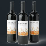 Pumpkin Wildflower 80th Birthday Personalised Wine Label<br><div class="desc">Fall pumpkins are nestled in delicate golden yellow and orange wildflowers to create an elegant aesthetic. All of the text is editable so you can easily craft your own special mood.</div>