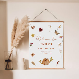 Pumpkin Wildflower Boho Baby Shower Welcome Sign