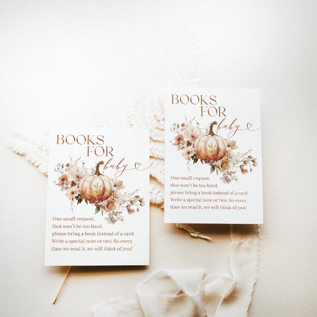 Pumpkin WildFlower Boho Fall Baby Shower book Enclosure Card (Creator Uploaded)