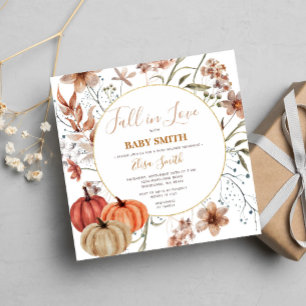Pumpkin Wildflower Fall in love Baby Shower Invitation