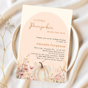 Pumpkin wildflower peach pink arch Baby Shower Invitation