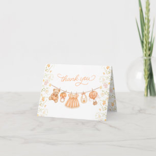 Pumpkin Wildflowers Baby Shower Thank You Cards