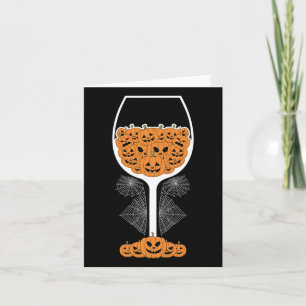 Pumpkin Wine Gl Spider Web Costume Easy Halloween  Card