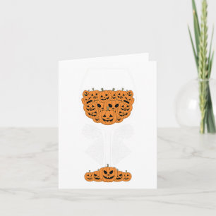 Pumpkin Wine Gl Spider Web Costume Easy Halloween Card