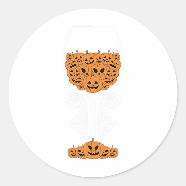 Pumpkin Wine Gl Spider Web Costume Easy Halloween  Classic Round Sticker (Front)