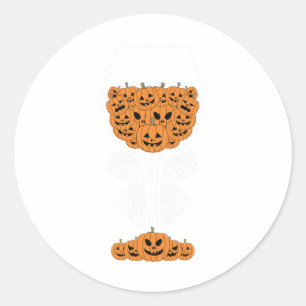 Pumpkin Wine Gl Spider Web Costume Easy Halloween Classic Round Sticker