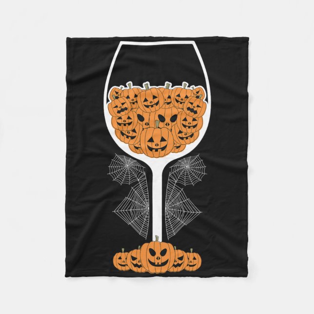 Pumpkin Wine Gl Spider Web Costume Easy Halloween  Fleece Blanket (Front)