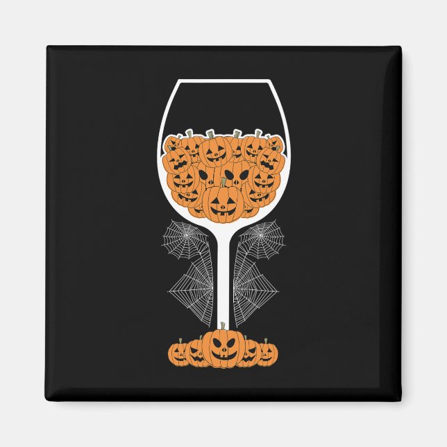 Pumpkin Wine Gl Spider Web Costume Easy Halloween  Magnet (Front)