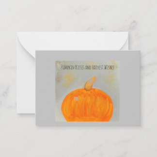 Pumpkin Wishes Grey Flat Note Card