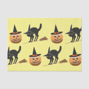 pumpkin witch, black cat witch halloween tissue paper