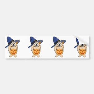 Pumpkin Witch Dog Bumper Sticker
