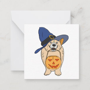 Pumpkin Witch Dog Card