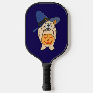 Pumpkin Witch Dog Pickleball Paddle