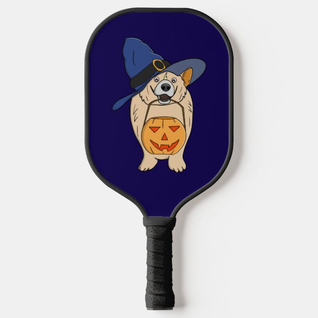 Pumpkin Witch Dog Pickleball Paddle (Front)