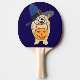 Pumpkin Witch Dog Ping Pong Paddle