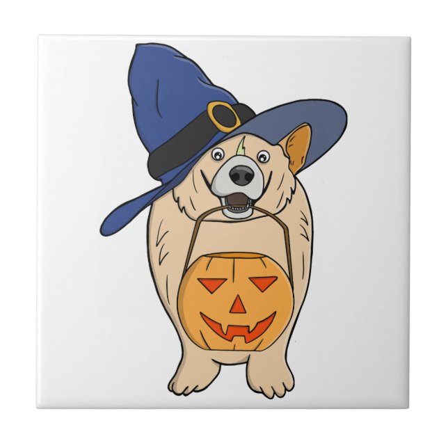 Pumpkin Witch Dog Tile (Front)