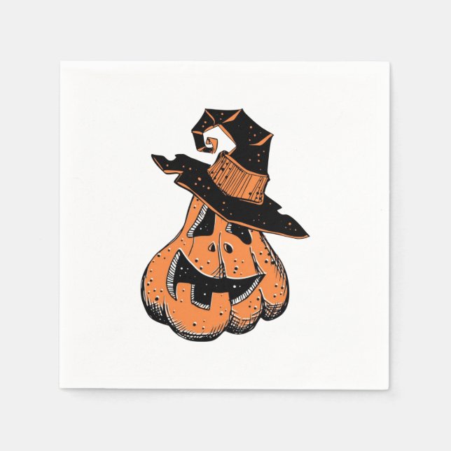 Pumpkin Witch Doodle Napkin (Front)