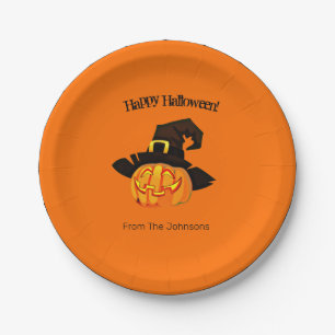 Pumpkin Witch Halloween Paper Plates