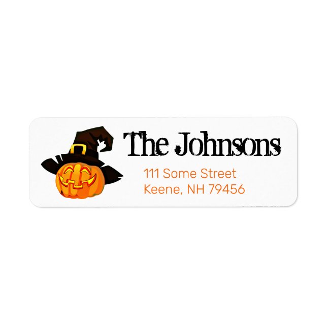Pumpkin Witch Halloween Return Address Labels (Front)