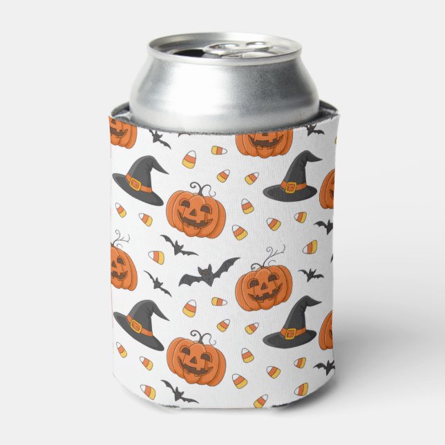 Pumpkin & Witch Hat Halloween Can Cooler (Can Front)