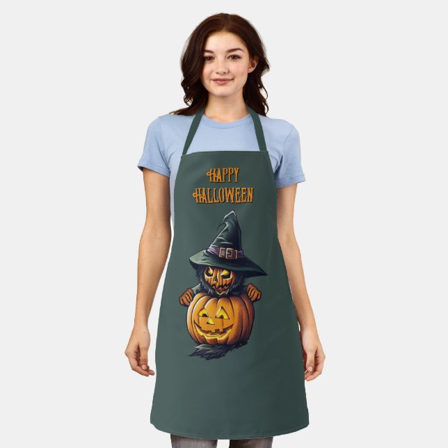 Pumpkin witch in cat costume -  apron (Worn)