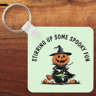 Pumpkin Witch Key Ring