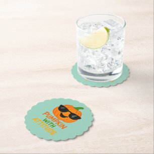 Pumpkin With Attitude Funny Halloween Coasters