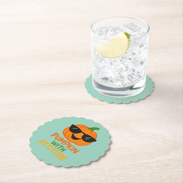 Pumpkin With Attitude Funny Halloween Coasters (Insitu)