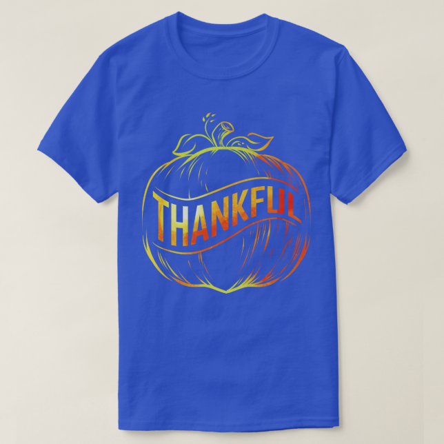 Pumpkin With Bandage Ribbon Thankful Thanksgiving T-Shirt (Design Front)