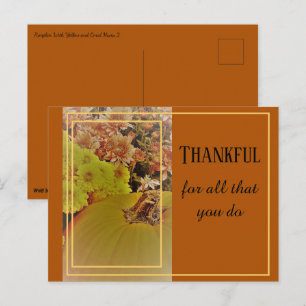 Pumpkin With Chrysanthemums 2 / Thankful Postcard