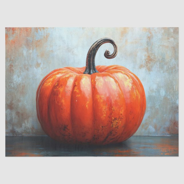 Pumpkin with Curled Stem Decoupage Tissue Paper (Front)