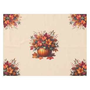 Pumpkin with Fall Leaves- Thanksgiving- Tablecloth