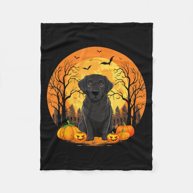 Pumpkin With Funny Halloween Costume Black Fleece Blanket (Front)