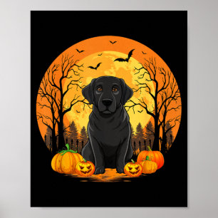 Pumpkin With Funny Halloween Costume Black Poster