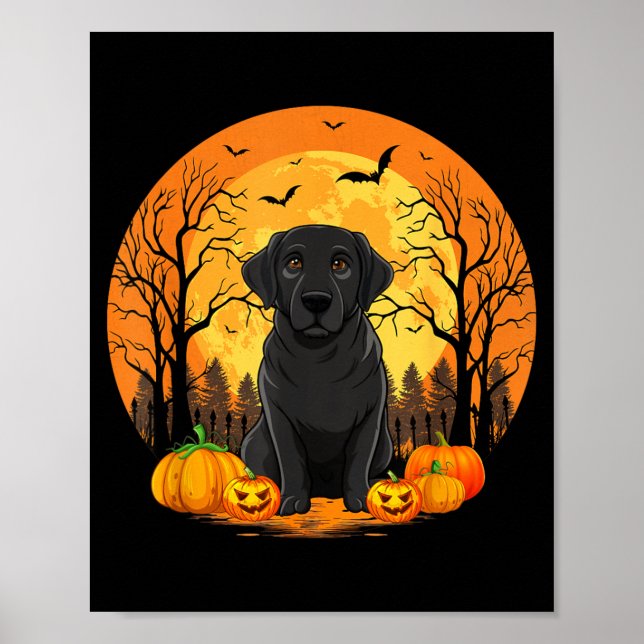 Pumpkin With Funny Halloween Costume Black Poster (Front)