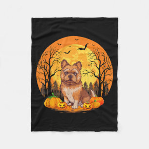 Pumpkin With Funny Halloween Costume Brussels Fleece Blanket