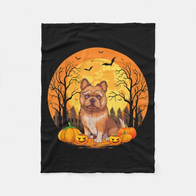 Pumpkin With Funny Halloween Costume Brussels Fleece Blanket (Front)