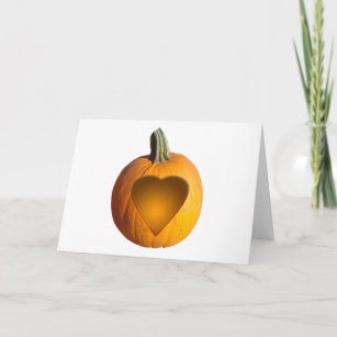 Pumpkin with heart carved on it card