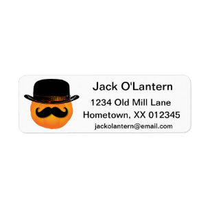 Pumpkin with moustache and hat label