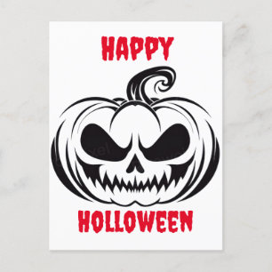 Pumpkin with skull face stencil  postcard