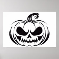 Pumpkin with skull face stencil