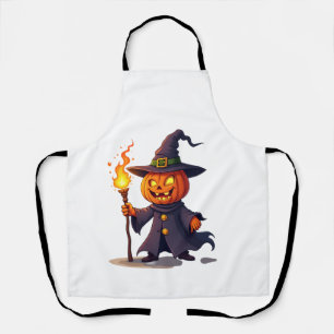 Pumpkin Wizard � Magical Halloween Sorcerer Tee Apron
