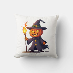 Pumpkin Wizard � Magical Halloween Sorcerer Tee Cushion