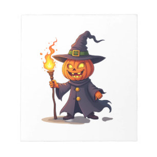 Pumpkin Wizard � Magical Halloween Sorcerer Tee Notepad